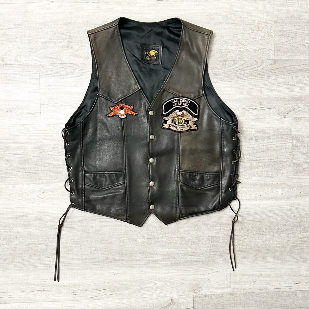 Vintage TRD Harley Davidson Patches Black Size XL